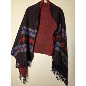 Forum Colorful Scarf Wrap Southwest Western Geometric 27"x60" Fringed Hem